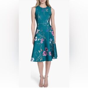 Floral Sleeveless Fit & Flare Midi Dress
